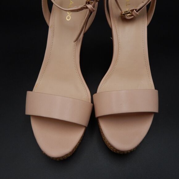 Aldo Legiwien-55 Nude Pink Espadrille Basketweave Wedge Ankle Strap Sz 8-1/2 - Picture 9 of 12